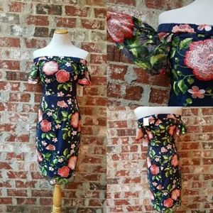 Trina Turk floral off the shoulder dress NWT